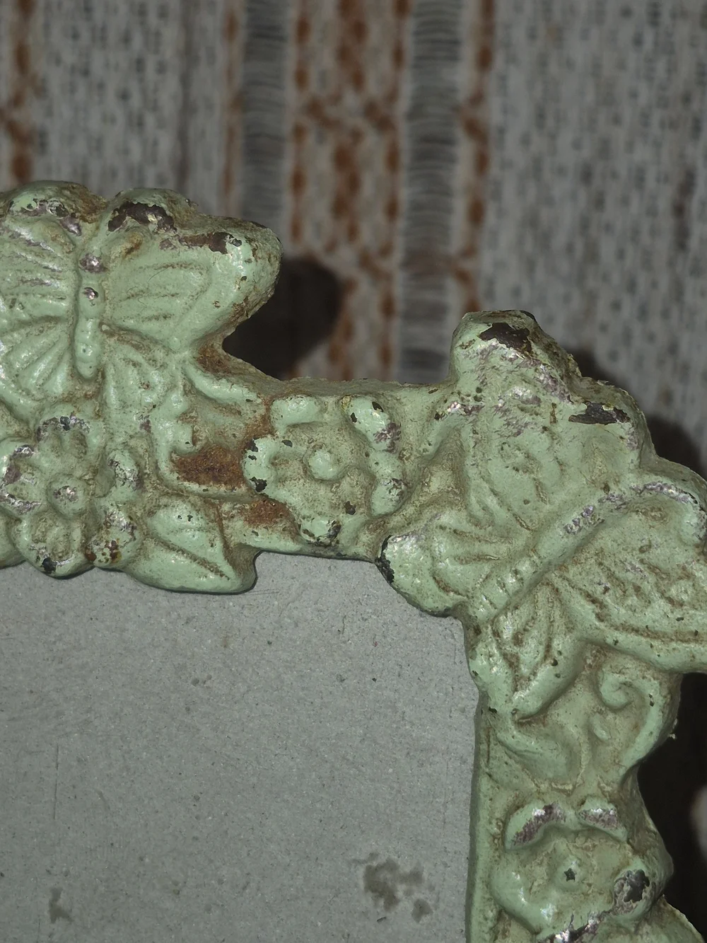 Vintage Ornate Butterfly Cast Iron Frame - Green